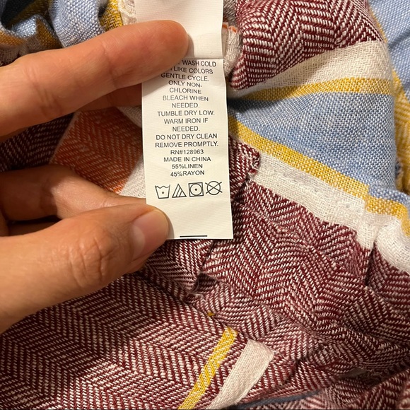 Indigo Rein women’s linen blend stripe mini skirt with pockets, L, multi colored - Picture 6 of 7